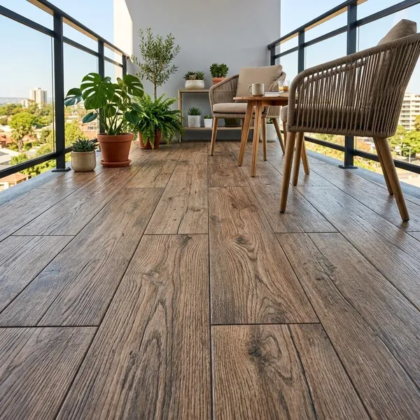 Houtlook op balkon zonder echt hout