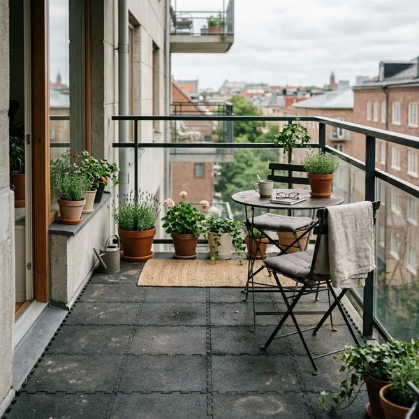 Rubber tegels leggen op balkon