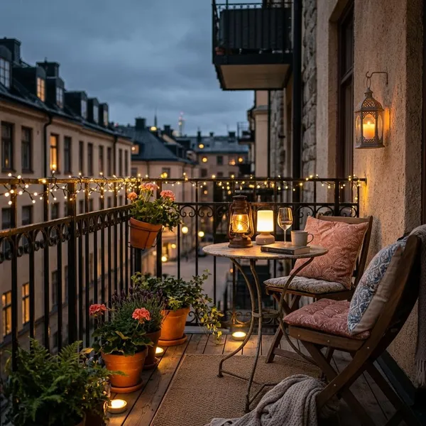 Waarom verlichting op batterijen handig is op een balkon