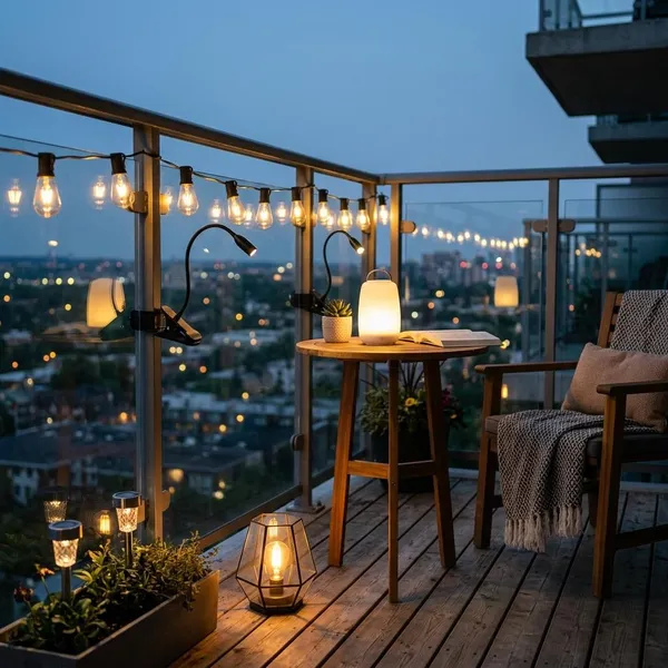 De beste soorten balkonverlichting zonder stroom