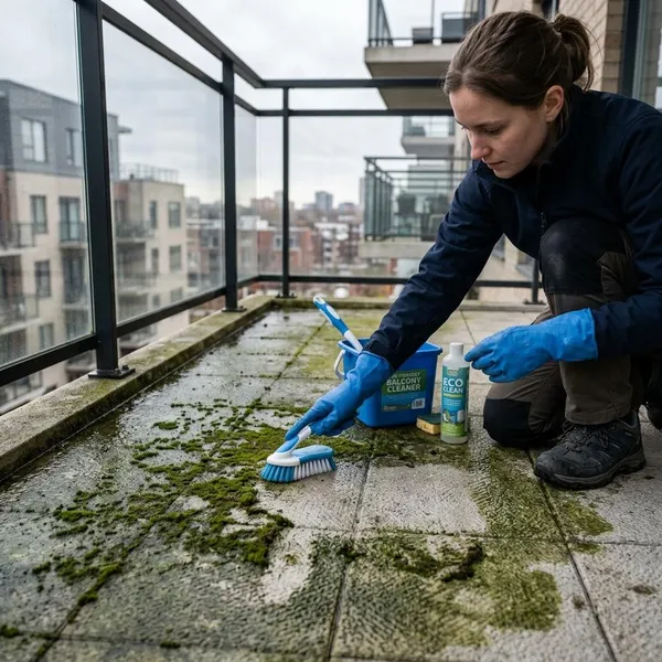 groene aanslag op balkon verwijderen