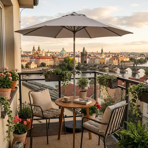 Een parasol op een winderig balkon veilig gebruiken
