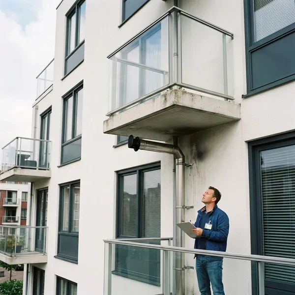 Welke regels gelden voor rookgasafvoer bij een balkon?