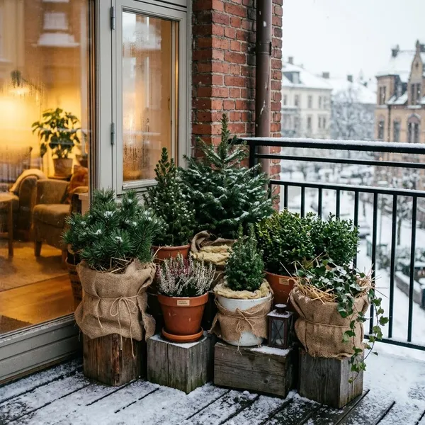 Groene planten voor een winterbalkon